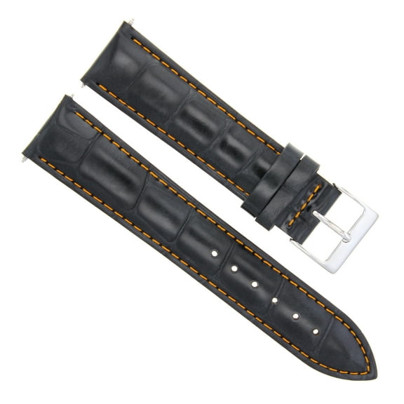 22MM LEATHER WATCH BAND STRAP FOR TISSOT PRC200 PRS 516 T-TOUCH BLACK ORANGE ST