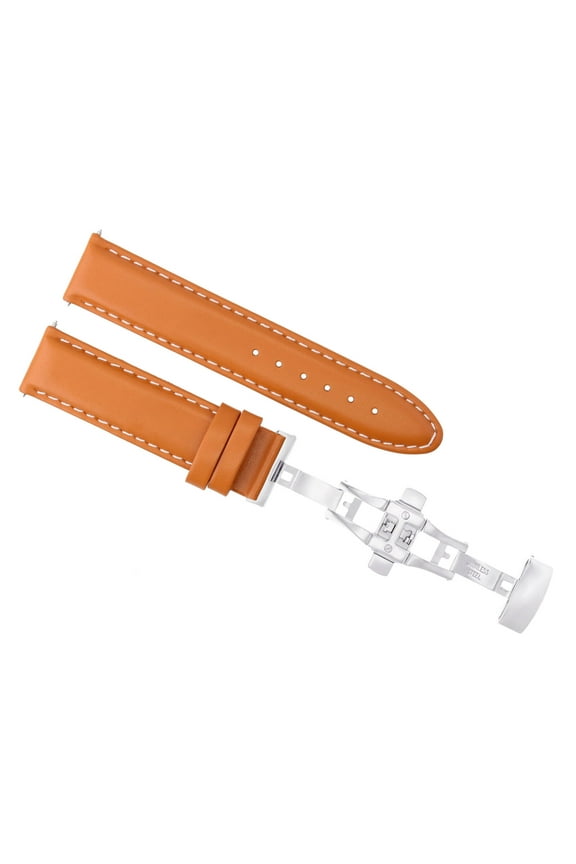 22MM LEATHER WATCH BAND STRAP SMOOTH FOR OMEGA SEAMASTER PLANET OCEAN ORANGE WS