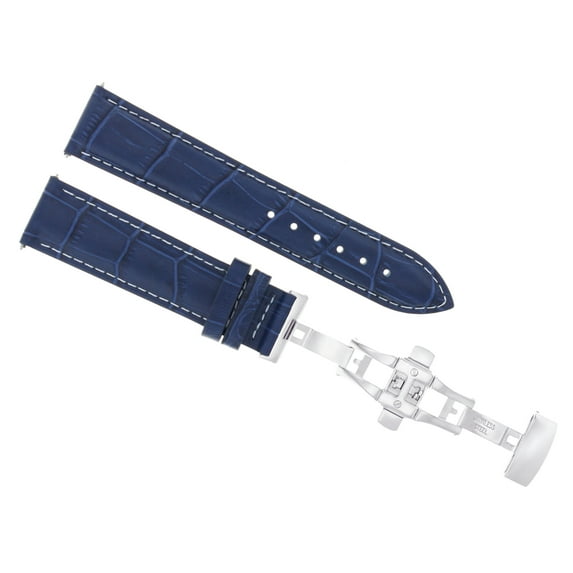 22MM LEATHER WATCH STRAP BAND FOR BULOVA 96A118 96A101, 96G175 CLASP BLUE WS