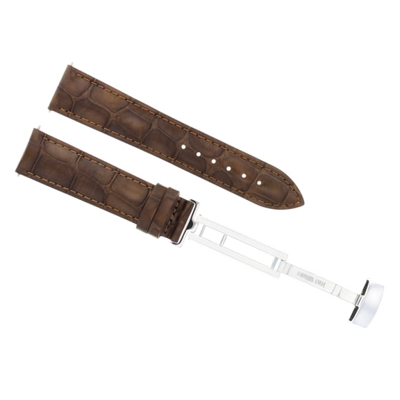 22MM LEATHER WATCH STRAP BAND  FOR ETERNA WATCH BRACELET DEPLOY CLASP L/BROWN