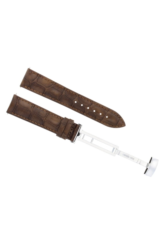 22MM LEATHER WATCH STRAP BAND  FOR ETERNA WATCH BRACELET DEPLOY CLASP L/BROWN
