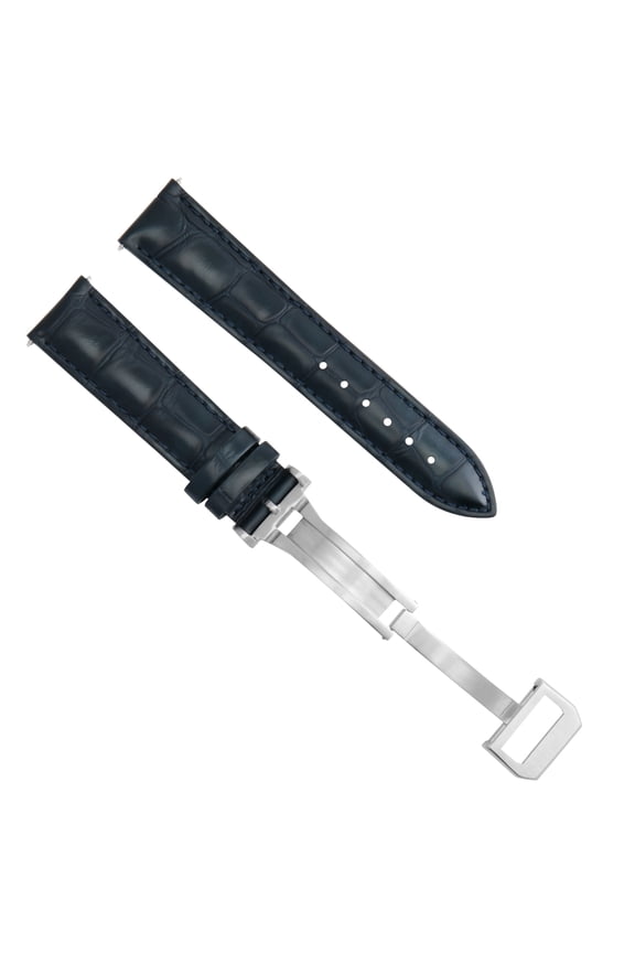 22MM LEATHER WATCH STRAP BAND FOR IWC PILOT PORTUGUESE DEPLOYMENT CLASP BLACK