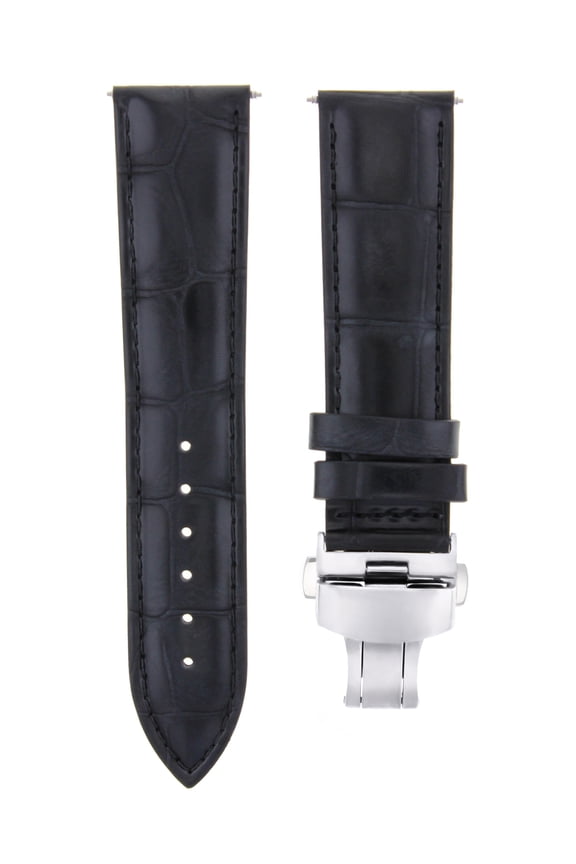 22MM LEATHER WATCH STRAP BAND FOR TISSOT COUTURIER WATCH DEPLOYMENT CLASP BLACK