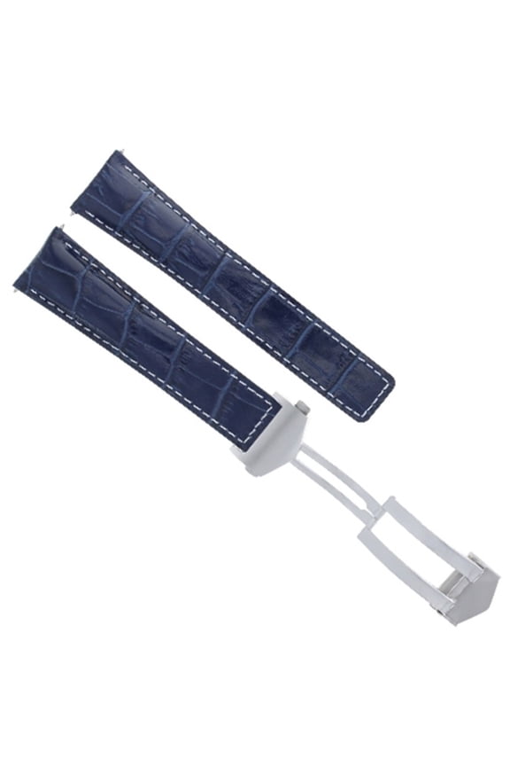 22MM LEATHER STRAP BAND DEPLOYMENT CLASP FOR TAG HEUER CARRERA MONACO BLUE WS
