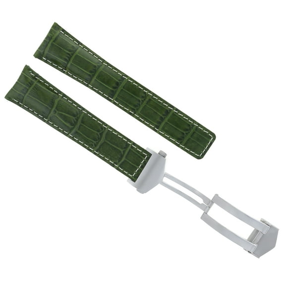 22MM MONACO LEATHER WATCH BAND STRAP CLASP FOR TAG HEUER CARRERA WATCH GREEN WS