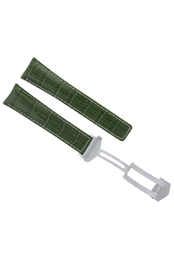 22MM MONACO LEATHER WATCH BAND STRAP CLASP FOR TAG HEUER CARRERA WATCH GREEN WS
