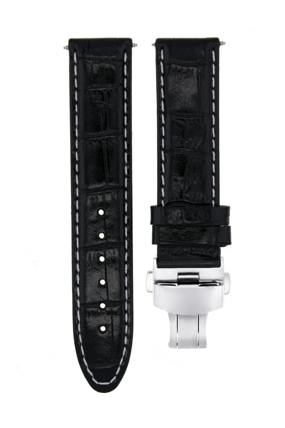 22MM PREMIUM LEATHER WATCH STRAP BAND CLASP FOR TISSOT PRC200 PRS 200 BLACK WS