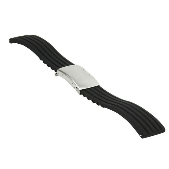 22MM RUBBER BAND WATCH STRAP WITH FOR BREITLING COLT II NAVITMER NAVITMER BLACK