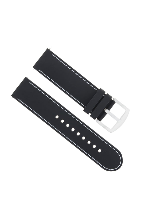 22MM RUBBER DIVER BAND STRAP FOR BREITLING NAVITIMER BENTLEY BLACK WHITE STITCH