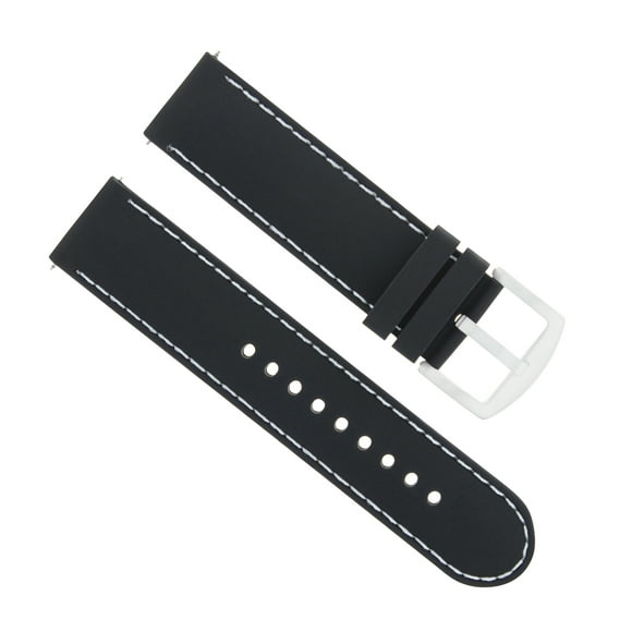 22MM RUBBER DIVER BAND STRAP FOR BREITLING NAVITIMER BENTLEY BLACK WHITE STITCH