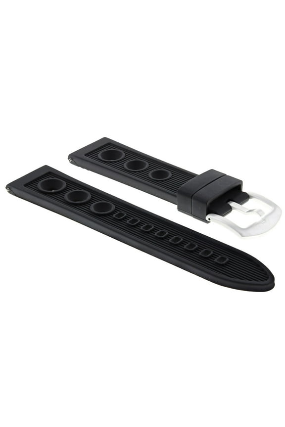 22MM RUBBER DIVER BAND STRAP FOR TAG HEUER GRAND CARRERA MONACO CALIBRE 36 BLACK