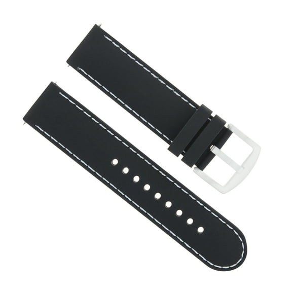 22MM RUBBER DIVER WATCH BAND STRAP FOR LONGINES HYDRO L3840456 BLACK WHITE STIT