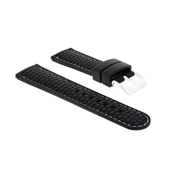 22MM RUBBER WATCH BAND STRAP FOR SEIKO SKX007, SKX009, SKX175, SKX176 BLACK WS