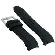 22MM CURVE RUBBER STRAP BAND, Black, Silver Buckle, Compatible With SEIKO 200M SKX007K 7S26 SKX009J AUTOMATIC BLACK