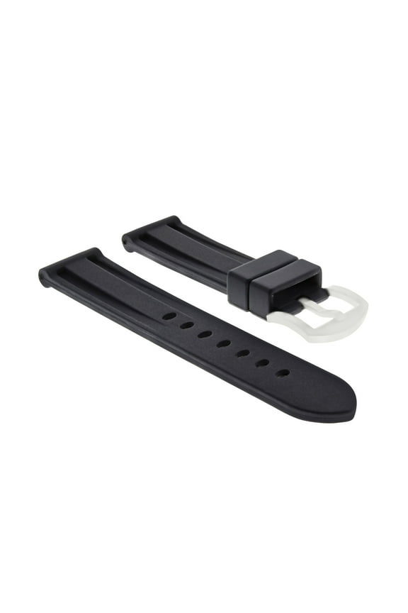 22MM SOFT RUBBER BAND PAM STRAP FOR CORUM TI BRIDGE WATCH PRE-V-BUCKLE BLACK