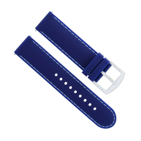22MM SOFT RUBBER DIVER WATCH BAND STRAP FOR GUESS WATCH BLUE WHITE STITCH