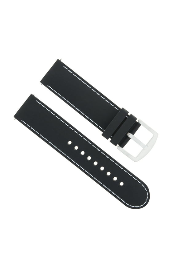 22MM SOFT RUBBER DIVER WATCH STRAP FOR MENS LUMINOXWATCH BLACK WHITE STITCH