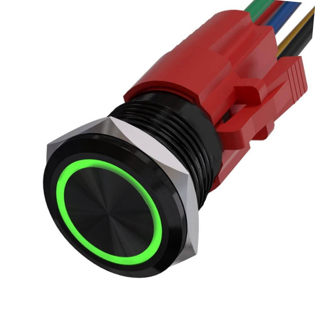 22Mm Metal Latching Push Button Switch 12V With Led Light Self-Locking ...