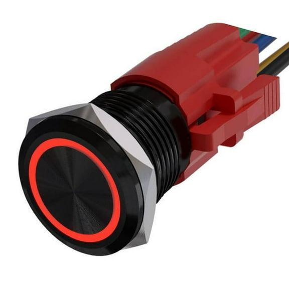 22Mm Metal Momentary Push Button Switch With Led Light 12V Self Reset On Off Ip67 Protection For Control Panel And Machine Use