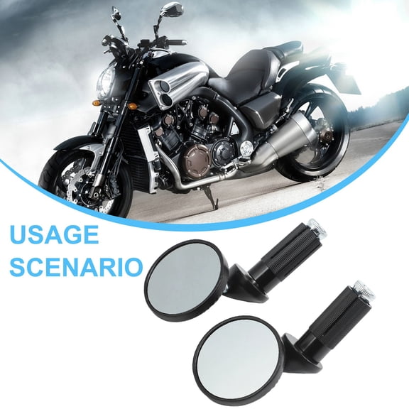 22Mm Motorcycle Handlebar End Mirrors Aluminum Alloy Rearview Mirror Adjustable HD Lens Space-Saving Design Wide View For TMX Click Scooter Bike Fit
