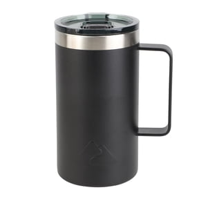 Ozark Trail 22oz Ceramic Lined Stainless Steel Insulated Coffee Mug with Magnetic Tritan Transparent Slider Lid, Black