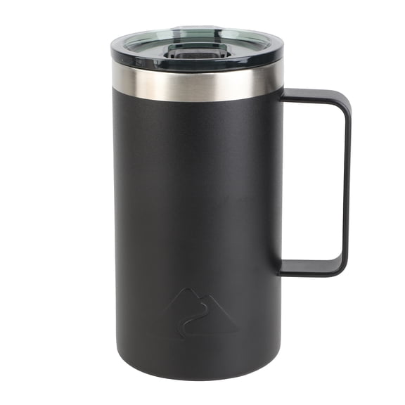 Ozark Trail 22oz Ceramic Lined Stainless Steel Insulated Coffee Mug with Magnetic Tritan Transparent Slider Lid, Black