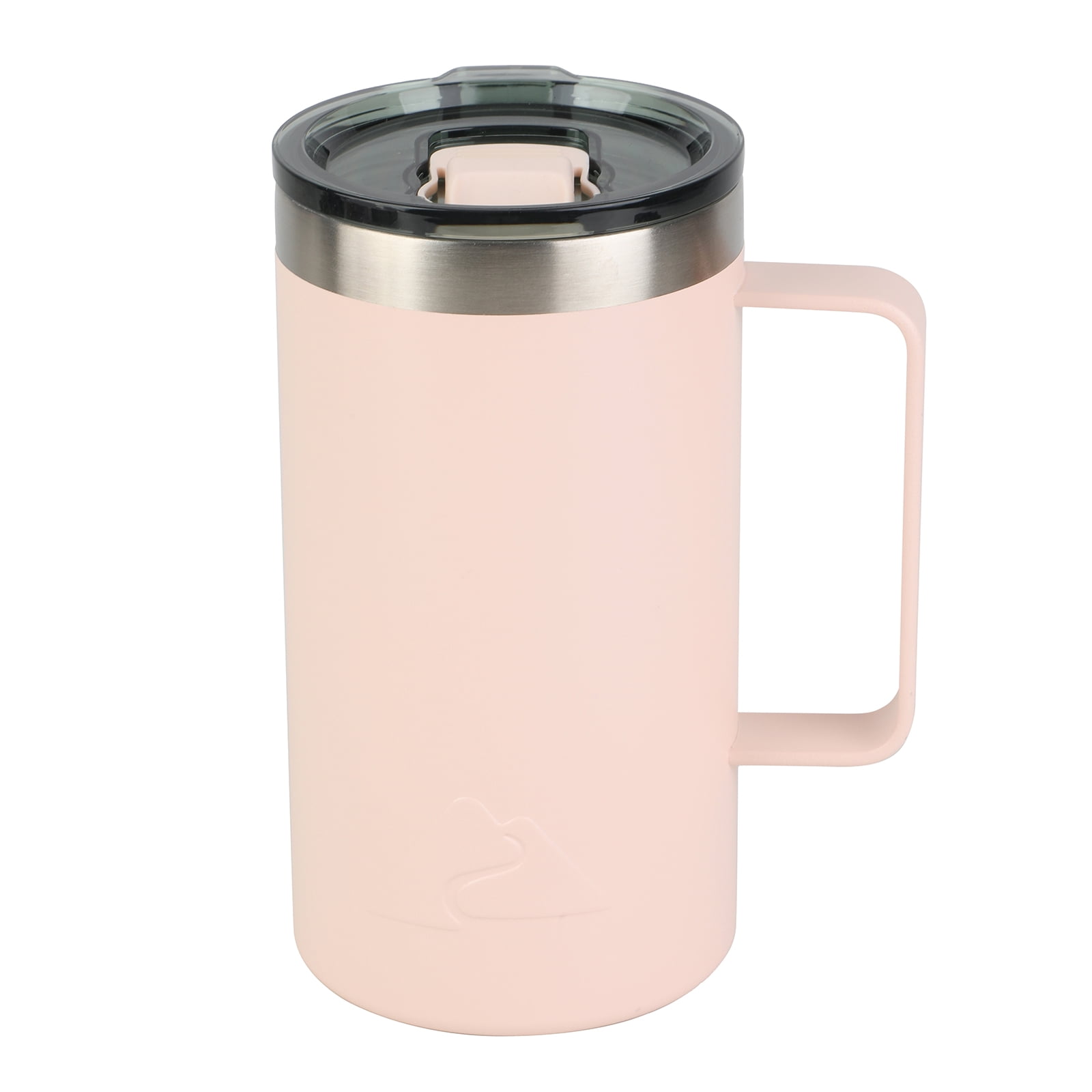 Ozark Trail 22oz Ceramic Lined Stainless Steel Insulated Coffee Mug with Magnetic Tritan Transparent Slider Lid, Frosted Peach