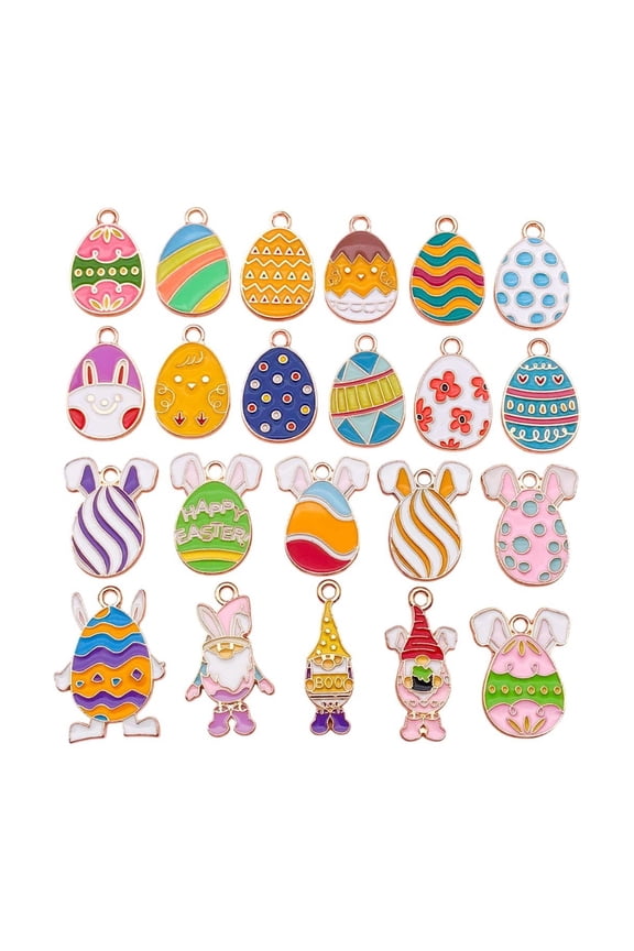 22PCS Easter Charms Pendant Cute Easter Egg Pendants for Earrings Bracelet Necklace Car Key DIY Jewelry Making Craft Crafting Accessories