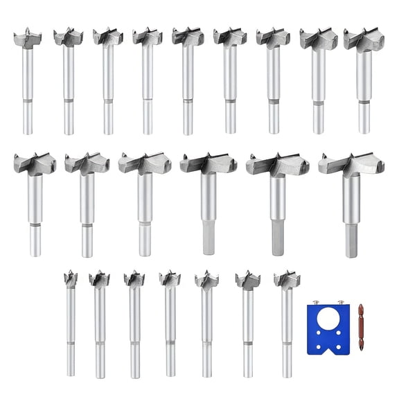 22PCS Forstner Drill Bit Set - 10-54mm (2/5" to 2-1/8") Wood Hole Saw, High Precision Wood Cutter Drill Bits for Professional Woodworking Projects