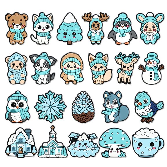 22PCS Ice & Snow Animal Shoe Charms for Clog Decoration Fun Shoe Accessories for Girls Boys Teens Kids Adults