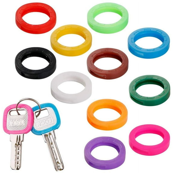 22PCS Key Caps Plastic Key Identifier Covers Tags Coding Rings in 11 Assorted Colors