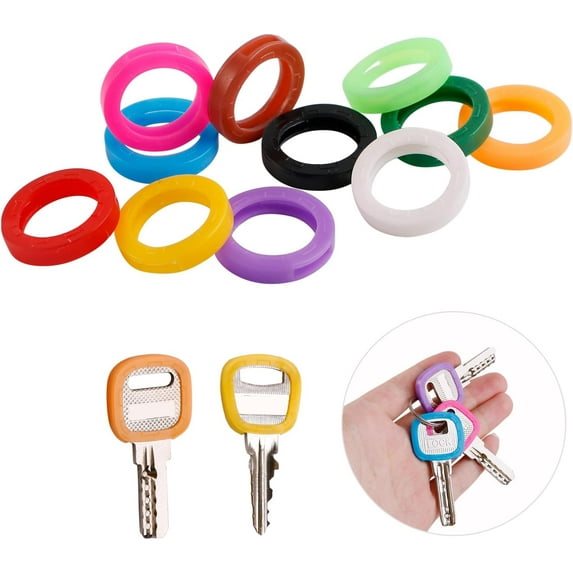 22PCS Key Caps Plastic Key Identifier Covers Tags Coding Rings in 11 Assorted Colors