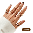 thumbnail image 1 of 22PCS Knuckle Rings Stackable Rings Gold Plated Wave Joint Finger for Women, 1 of 5