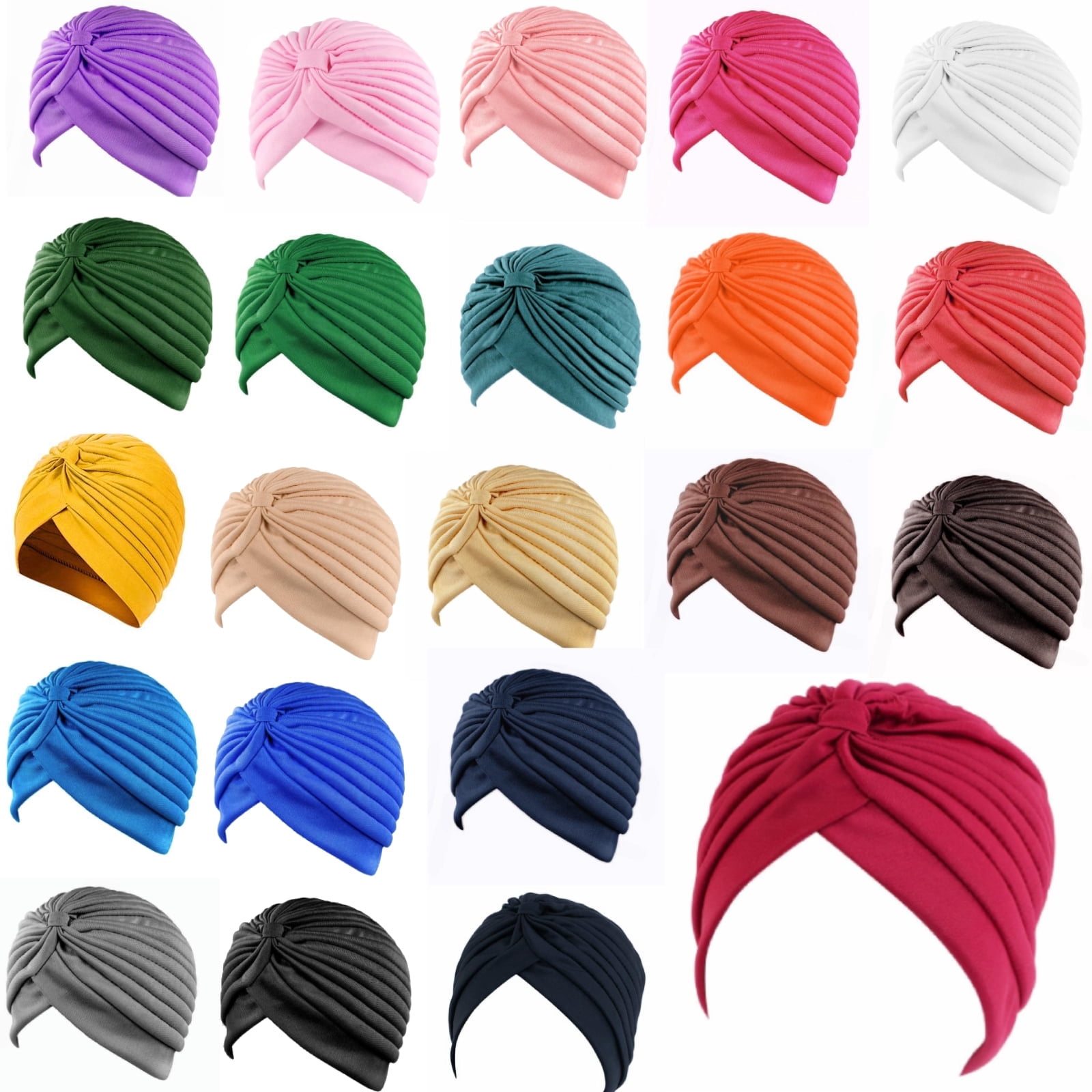 22PCS Stretch Turbans Chemo Head Wrap for Women Man Cancer Head Beanie Twisted Turban Cap Cover Hats