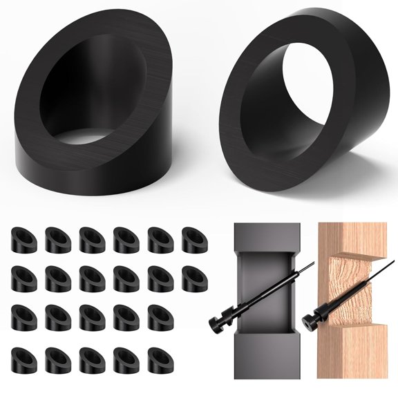 22Pack Black PVD Technology 33 Beveled Angle Washers for Stair Ends, Marine Grade T316 Angle Hardware, Beveled Edge Washer Max for 5/16" Cable Railing Kit