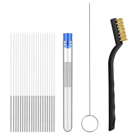 22Pcs 3D Printer Nozzle Cleaning Kit, 1.5mm Clog Remover Tool | 3D Printer Cleaning Kit with 20x 0.4mm Nozzle Cleaner & Wire Brush, for 1.75mm Nozzles
