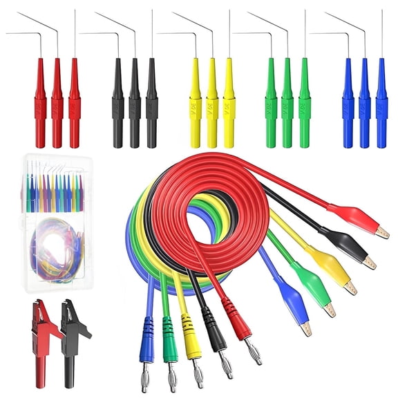 22Pcs Back Probe Kit Multimeter Test Leads with Alligator Clips, 0.7mm Wire Piercing Probes, 1000V 10A Automotive Diagnostic Tools