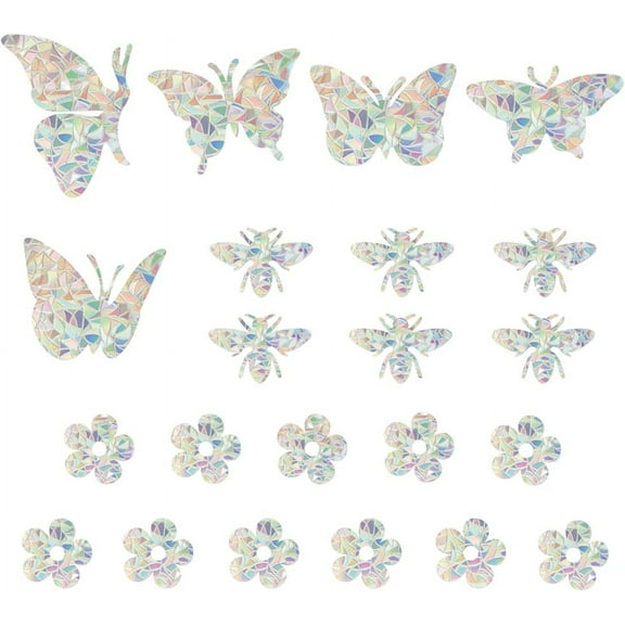 22Pcs Butterfly Bees Flower Window Clings Anti-Collision Window Decals to Save Birds from Window Collisions Butterfly Window Stickers for Window Sliding Glass Doors