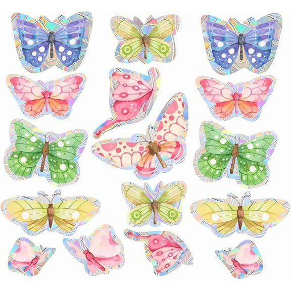 22Pcs Butterfly Rainbow Window Clings Glass Decals Reusable Decorative Sun Catcher Window Stickers Films Window Decor for Bird Strikes from Window Collisions Colorful