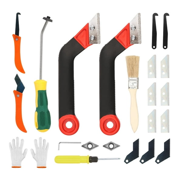 22Pcs Caulking Tool Set Grout Removal Tool Kit Efficient Tile Grout Cleaner with Hook Knife Serrated Knife and Blades for Floor Tile Cleaning