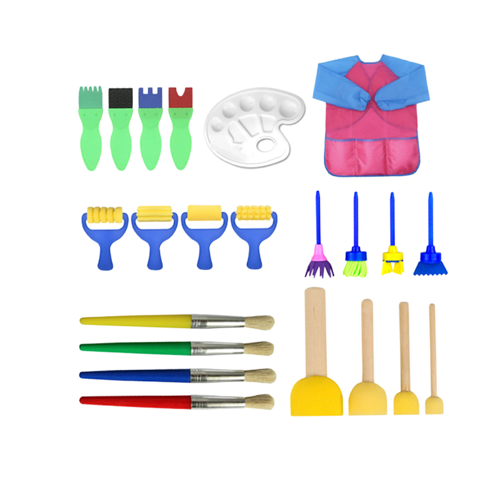 22Pcs Children Art Painting Sponge Set Colorful Early Education Graffiti Seal Drawing Pen