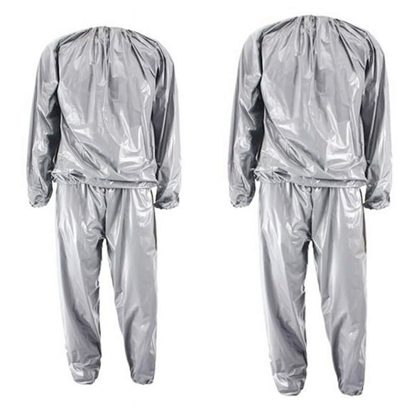 22Pcs Heavy Duty Fitness Weight Loss Sweat Sauna Suit Exercise Gym Anti-Rip Silver - L & 4Xl