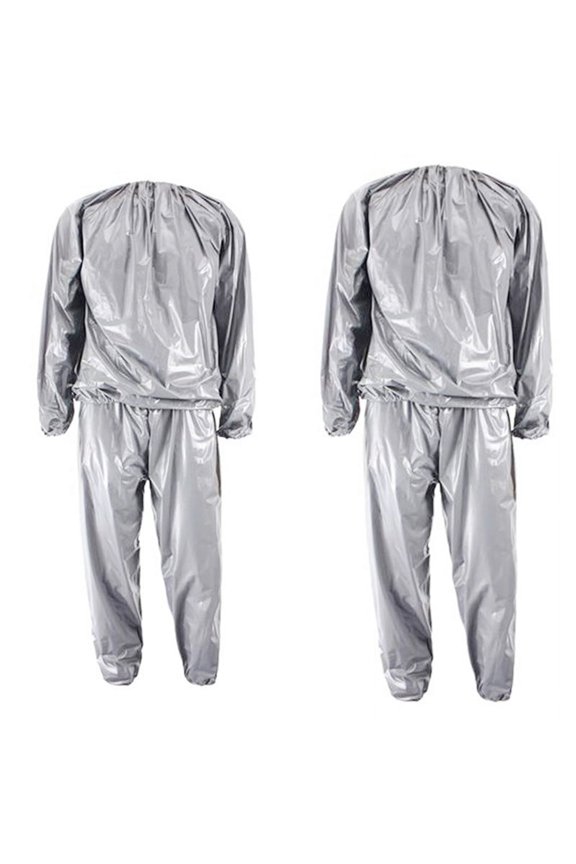 22Pcs Heavy Duty Fitness Weight Loss Sweat Sauna Suit Exercise Gym Anti-Rip Silver - L & 4Xl