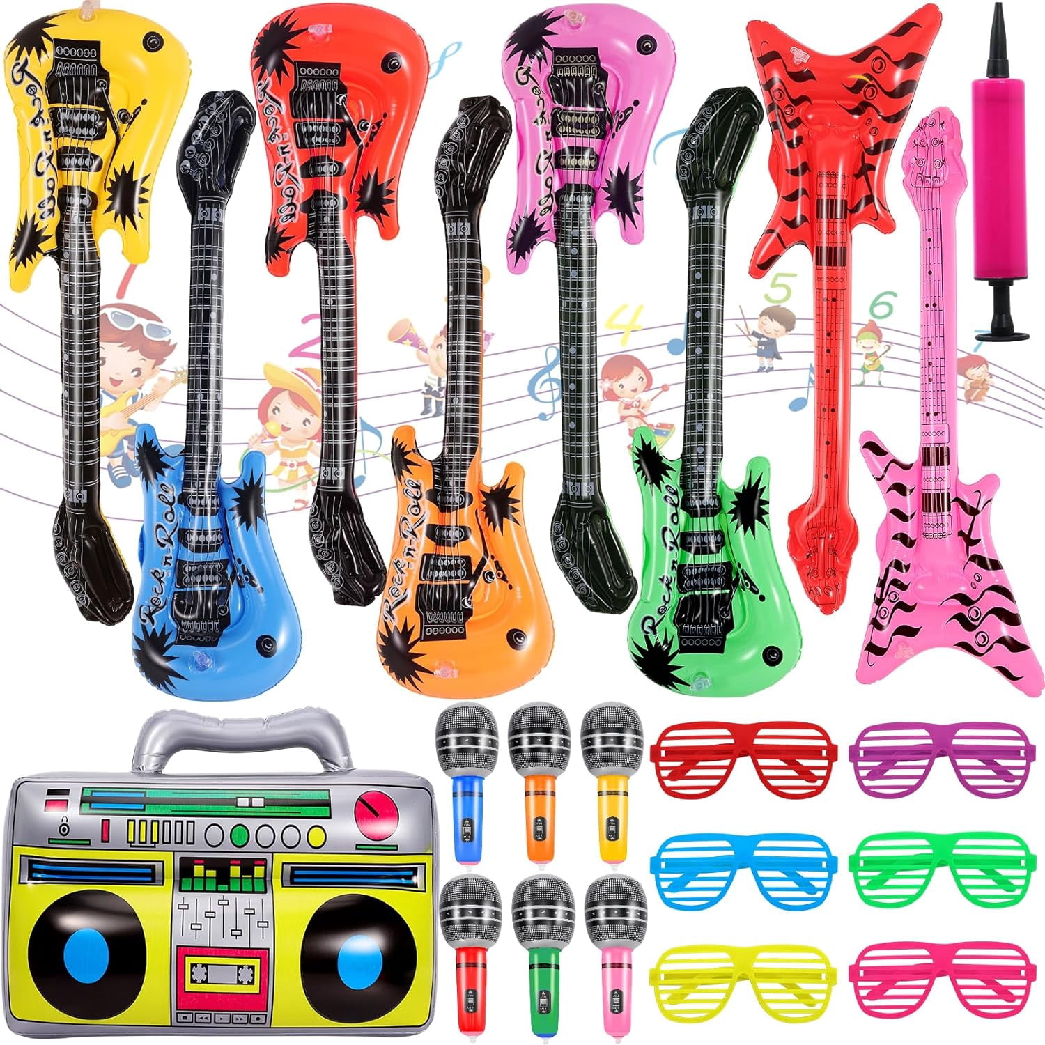 Inflateble Instruments 22Pcs Inflatable Instruments Party Props,Inflatable Rock Star Toy with ...