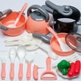 thumbnail image 1 of 22Pcs Kitchen Playset, Toddler Pretend Cooking Play Pots, Pans, Utensils Cookware, Daily Food Fruit Veges, Shopping Storage Basket, Dessert, Prop Money, Learning Gift for Child, 1 of 6