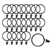 22Pcs Large Metal Curtain Rings Curtain Clips, Heavy Duty Rustproof Drapery Clips with Rings, 1.96in/5cm Interior Diameter Curtain Rod Clip Hangers Hooks, Black