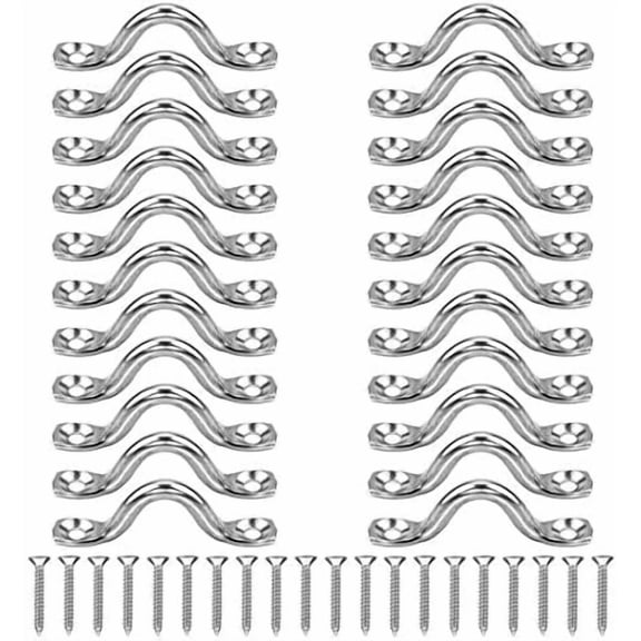 22Pcs M5 316 Stainless Steel Eye Straps Ceiling Wall Mount U Hook with Screws