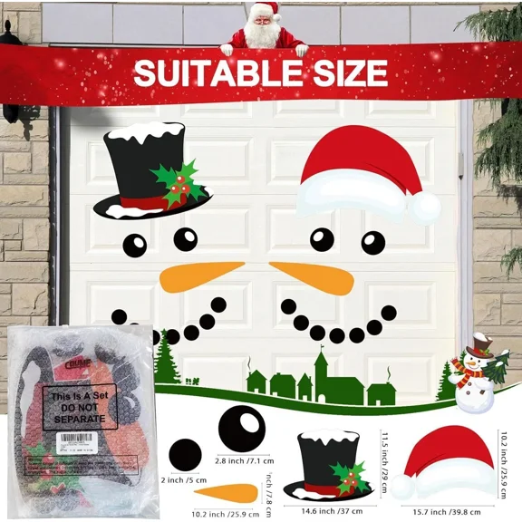 22Pcs Merry Christmas Decorative Garage Door Decorative Snowman Magnet Sticker