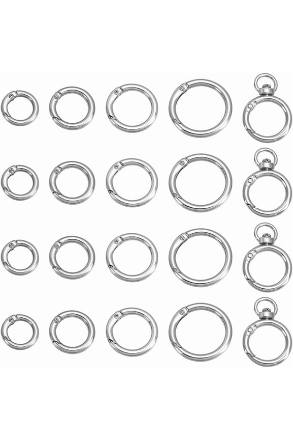 22Pcs Round Carabiner Clip Zinc Alloy Platinum Carabiner Key Rings Release Keychain for Purse Shoulder Bag Chain Rings Clip Replacement for DIY