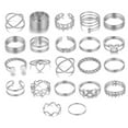 thumbnail image 1 of 22Pcs/Set Women Rings High Gloss Polished Hypoallergenic Assorted Alloy Gift Fashion Jewelry Hollow Love Heart Finger Opening Rings Valentine's Day Gift,Silver, 1 of 7